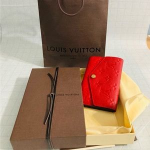 Louis Vuitton Compact Curieuse Wallet in Cerise Red Monogram Empreinte